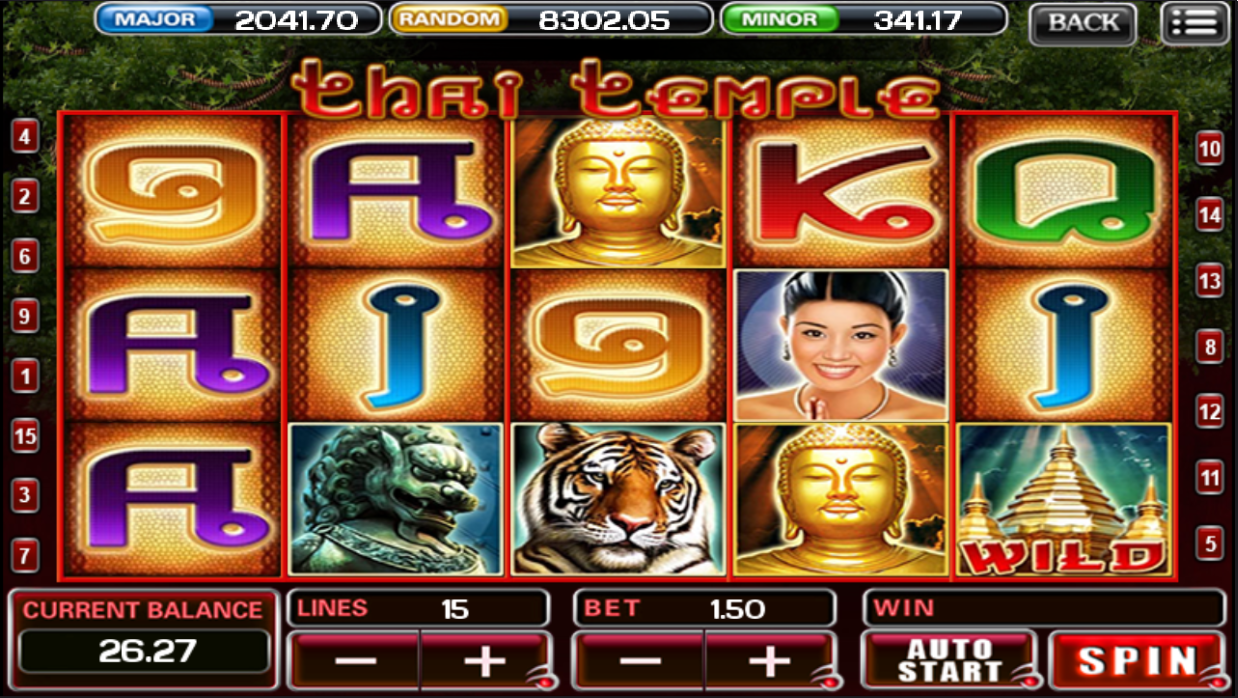 The Thai Temple is the ACE333's 5-axis, 15 pay-line slot machine game ...