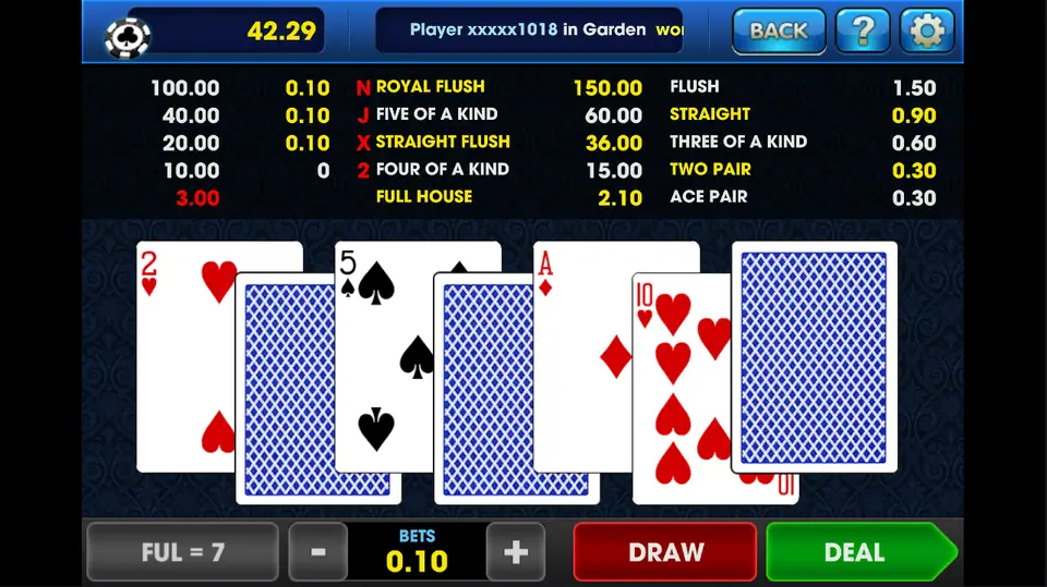 Bola Tangkas mid-hand on 3Win8 with four cards face up, three still hidden, and the paytable figures tripled