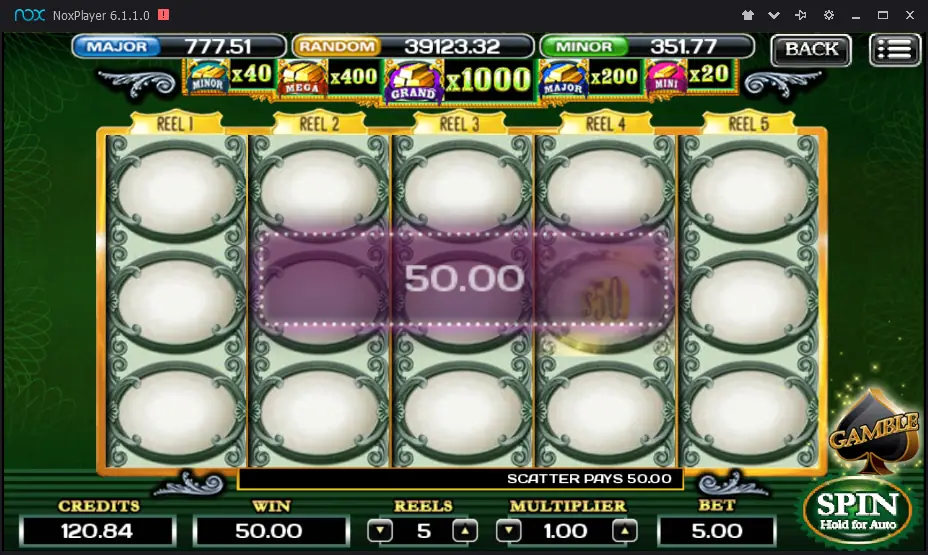 The Green Machine Deluxe showing a 50.00 win in a purple box across reels 2 to 4