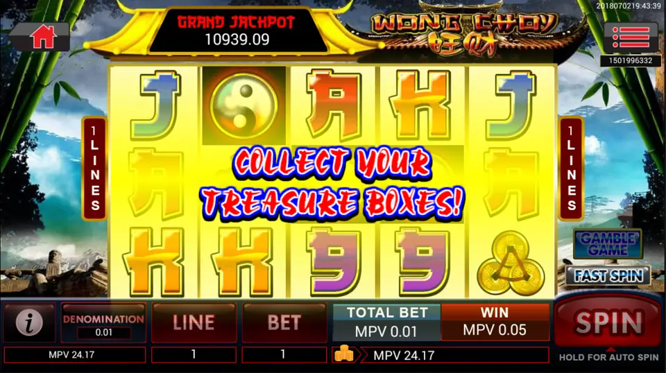 Wong Choy free spin trigger with the Collect Your Treasure Boxes message
